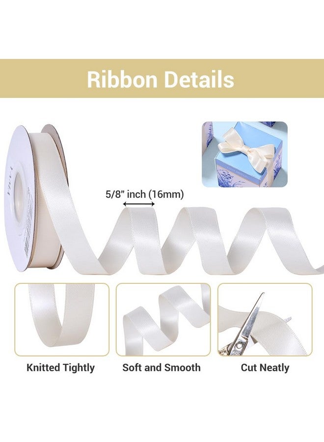 YAMA Double Face Satin Ribbon 5/8" 25 Yards For Gift Package Wrapping Floral Design Hair Bow Clip Making Crafting Sewing Wedding Decor Ivory - Image 2