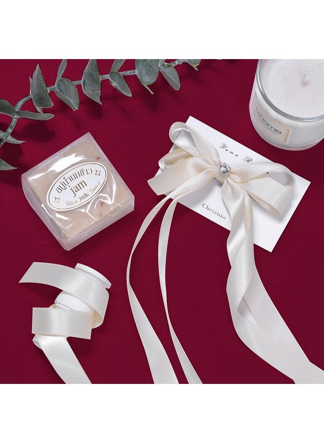 YAMA Double Face Satin Ribbon 5/8" 25 Yards For Gift Package Wrapping Floral Design Hair Bow Clip Making Crafting Sewing Wedding Decor Ivory - Image 5