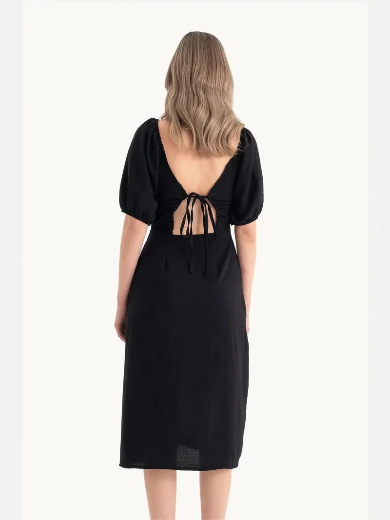 HICCUP Sweetheart Neck Midi Dress with a Side Slit