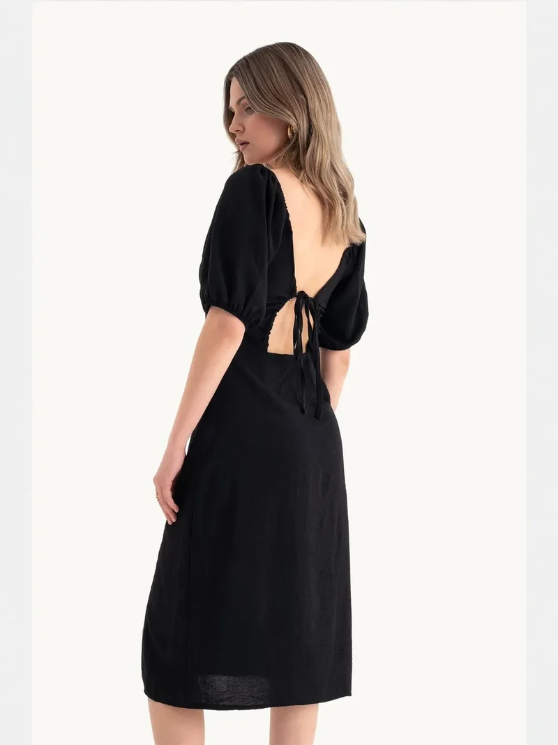 Hiccup Sweetheart Neck Midi Dress with a Side Slit
