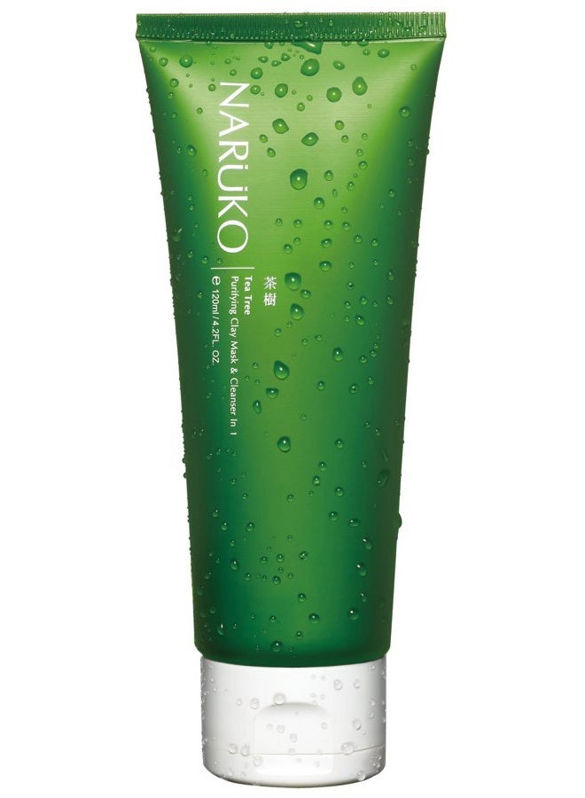 Naruko Tea Tree Purifying Kaolin Clay Mask & Facial Cleanser 2 in 1 for Exfoliating, Pore Clearing, Oil-absorbing 4.2 OZ - Image 1