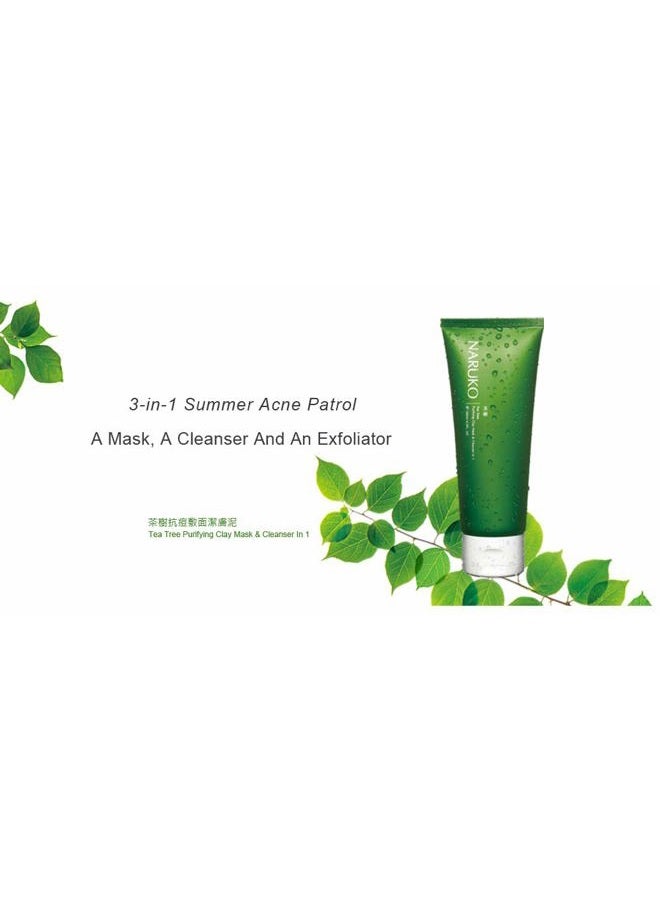Naruko Tea Tree Purifying Kaolin Clay Mask & Facial Cleanser 2 in 1 for Exfoliating, Pore Clearing, Oil-absorbing 4.2 OZ - Image 2