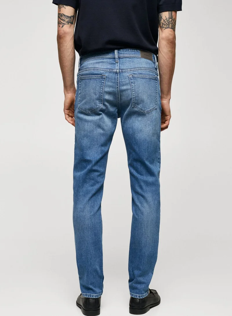 Mango Man Mid Wash Slim Fit Jeans