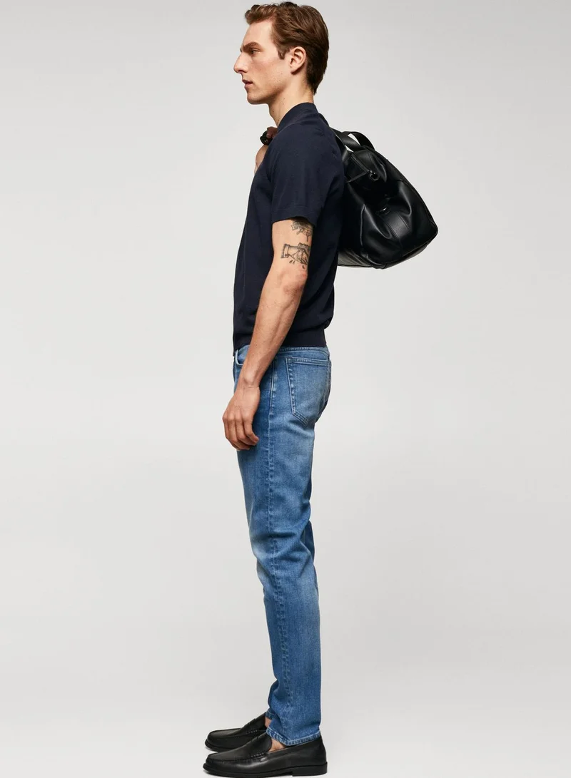 Mango Man Mid Wash Slim Fit Jeans