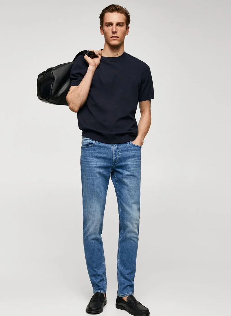Mango Man Mid Wash Slim Fit Jeans