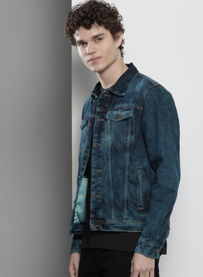 The Indian Garage Co Men Slim Fit Solid Round Neck Long Sleeves Jacket - Image 3