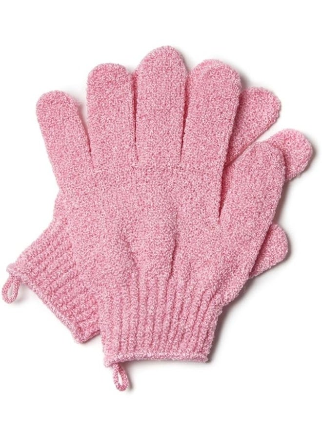 Exfoliating bath gloves, pink, 2 pieces - Image 1