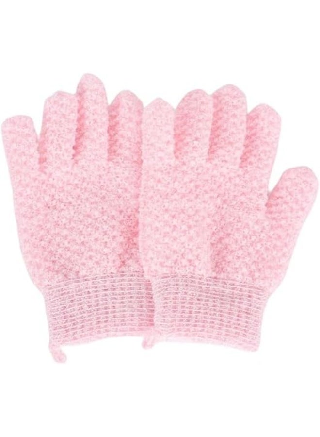 Exfoliating bath gloves, pink, 2 pieces - Image 3