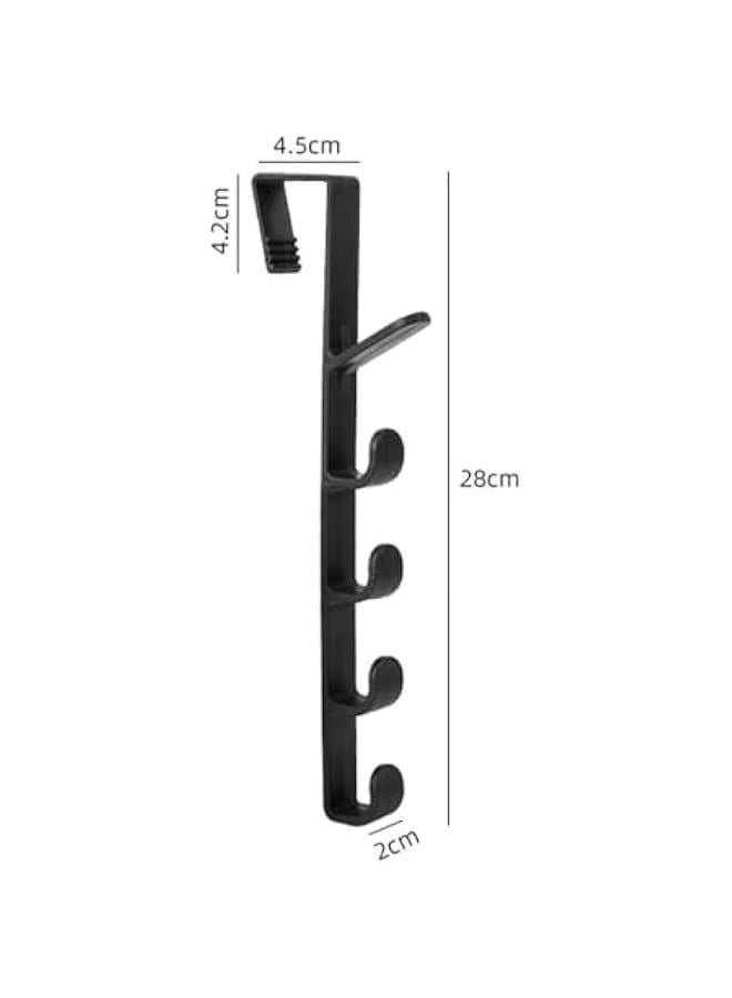 HOOKOR Door Hook,5 layers Hook Over The Door Hooks, Vertical Over The Door Towel Rack for Hanging Towel,Cloth, Purse, Hat,key,6Pack,Black - Image 2