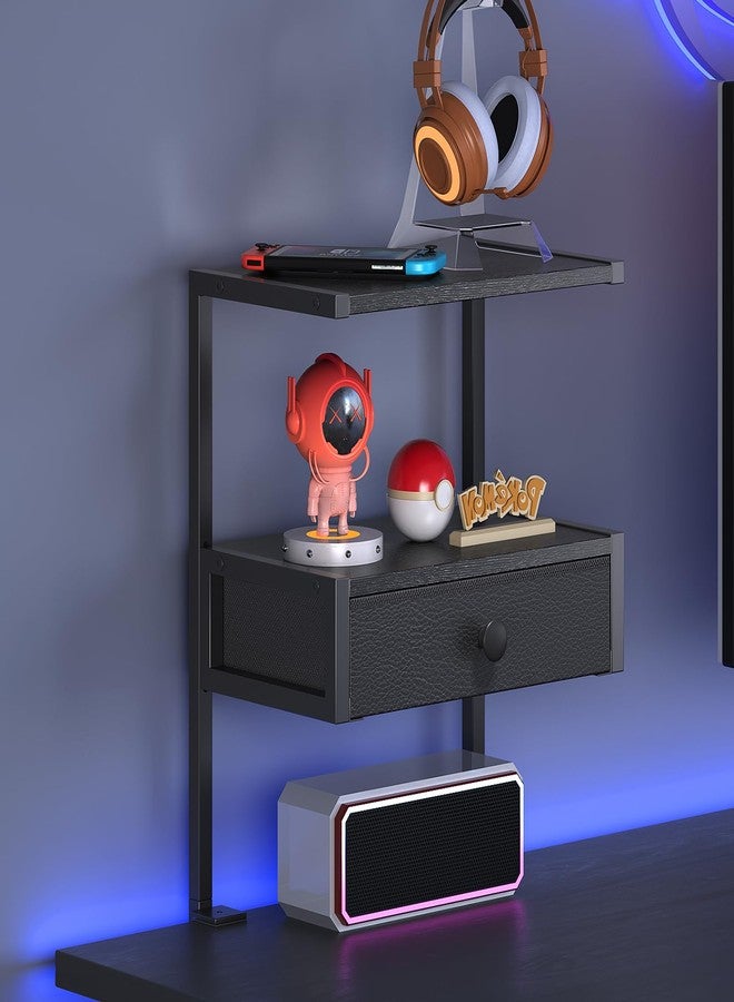 VENNQD Clamp On Desk Shelf, 2-Tier Desktop Organizer, Wood Desktop Supplies Tabletop Book Storage Rack with Adjustable Shelves for Table Working and Gaming Accessories, Black - Image 4