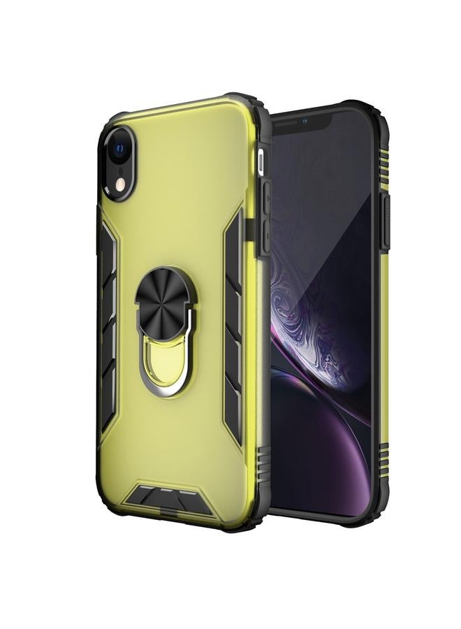 اس-توب جراب لهاتف iPhone XR مصنوع من مادة البولي كربونات المغناطيسية غير اللامعة + جراب مقاوم للصدمات من مادة TPU مع حامل حلقي - Image 1