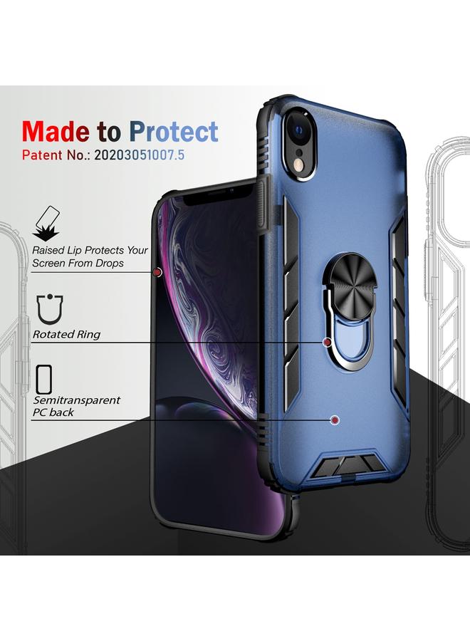 اس-توب جراب لهاتف iPhone XR مصنوع من مادة البولي كربونات المغناطيسية غير اللامعة + جراب مقاوم للصدمات من مادة TPU مع حامل حلقي - Image 3