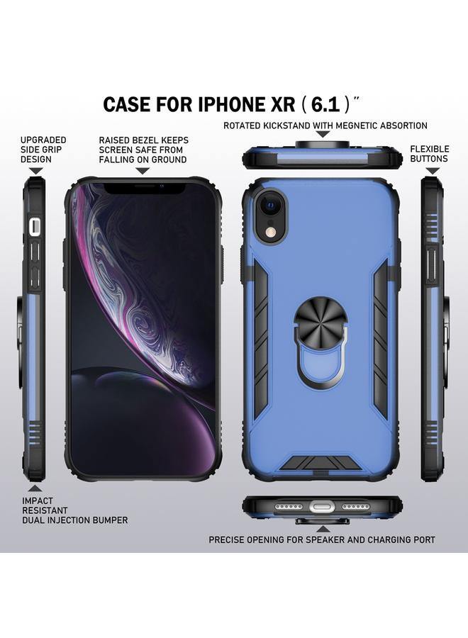 اس-توب جراب لهاتف iPhone XR مصنوع من مادة البولي كربونات المغناطيسية غير اللامعة + جراب مقاوم للصدمات من مادة TPU مع حامل حلقي - Image 4