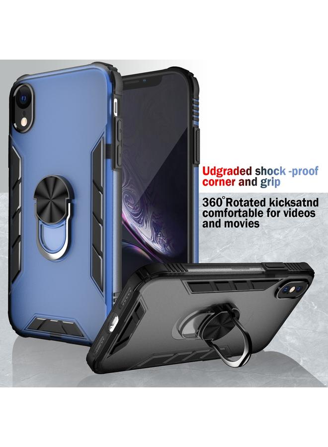 اس-توب جراب لهاتف iPhone XR مصنوع من مادة البولي كربونات المغناطيسية غير اللامعة + جراب مقاوم للصدمات من مادة TPU مع حامل حلقي - Image 2
