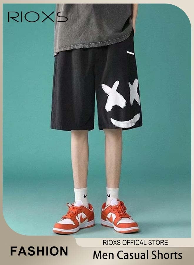 RIOXS Men's Casual Shorts, Sports Shorts, Breathable Elastic Waist Jogging Shorts, Adjustable Drawstring Running Shorts with Unique Patterns, Fashionable Five-quarter Pants for Men, Perfect for Gym, Jogging, Beach, Walking or Daily Casual Wear  - Image 1
