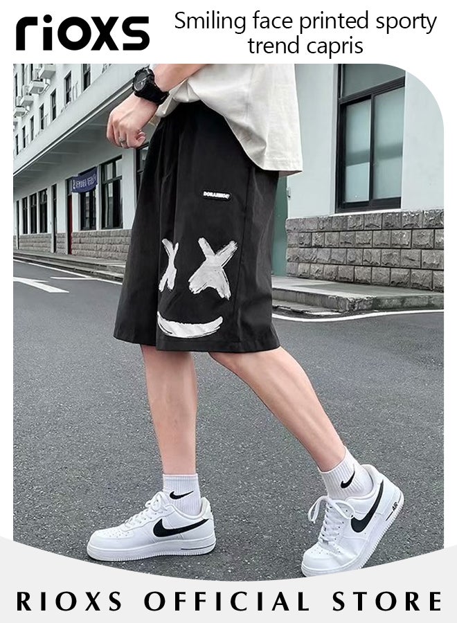 RIOXS Men's Casual Shorts, Sports Shorts, Breathable Elastic Waist Jogging Shorts, Adjustable Drawstring Running Shorts with Unique Patterns, Fashionable Five-quarter Pants for Men, Perfect for Gym, Jogging, Beach, Walking or Daily Casual Wear  - Image 3