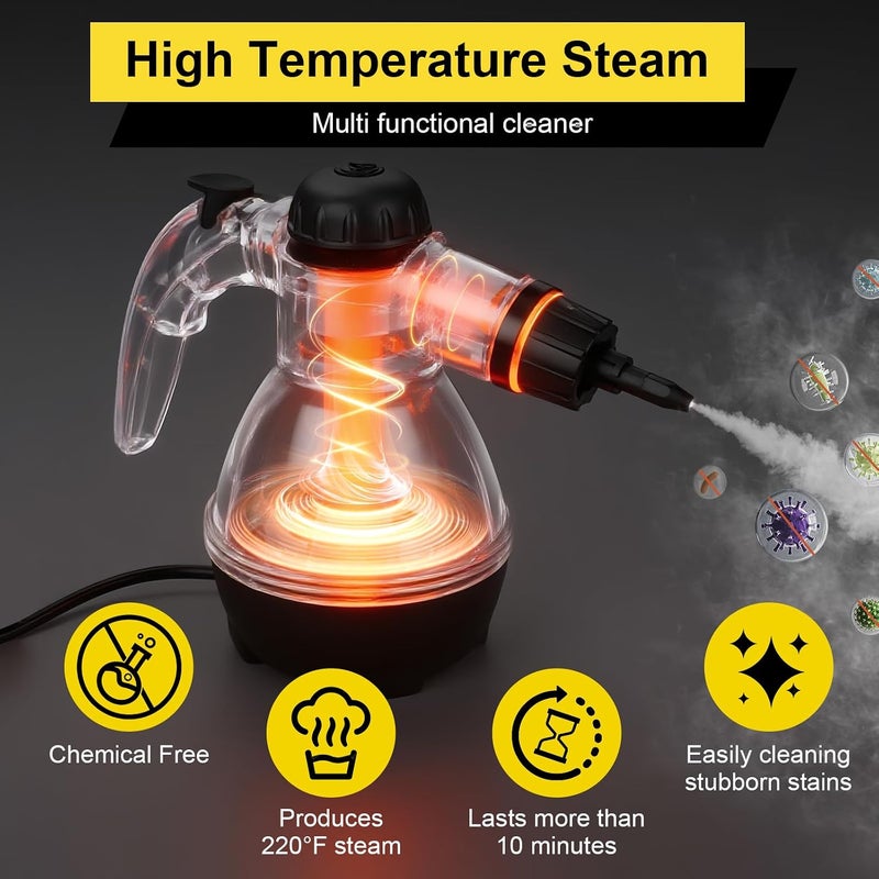 Handheld Steam Cleaner for Home - Powerful Pressurized Steam Cleaner Natural Steamer for Cleaning Car - Bathroom - Shower - Upholstery - Grout - Window - Grease - Image 4