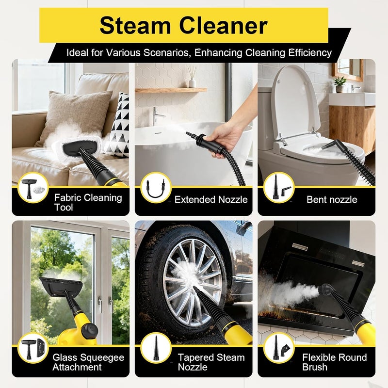 Handheld Steam Cleaner for Home - Powerful Pressurized Steam Cleaner Natural Steamer for Cleaning Car - Bathroom - Shower - Upholstery - Grout - Window - Grease - Image 2