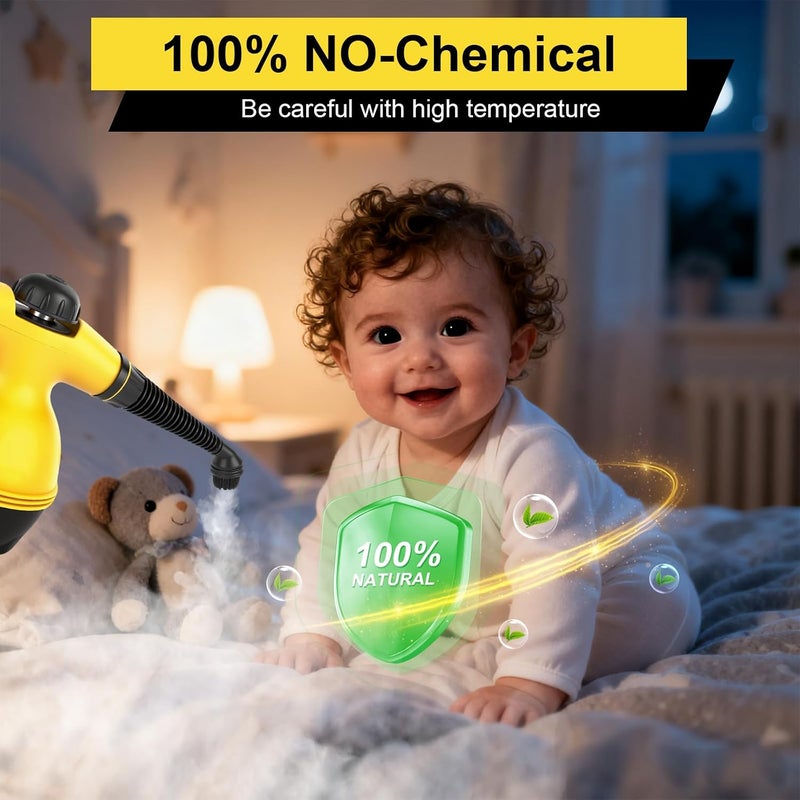 Handheld Steam Cleaner for Home - Powerful Pressurized Steam Cleaner Natural Steamer for Cleaning Car - Bathroom - Shower - Upholstery - Grout - Window - Grease - Image 5