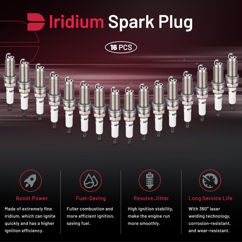 Bdfhyk 4024123628 Iridium Spark Plugs Compatible With Ram 1500 2011-2021 Big Horn Crew Cab Pickup 4-Door 5.7L V8 Gas Ohv Naturally Aspirated Set Of 16 - Image 4