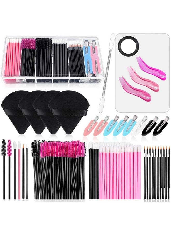 Audab Disposable Makeup Applicators Kit With Triangle Makeup Puff Makeup Mixing Palette Makeup Artist Supplies Disposable Mascara Wands Lip Brushes Hair Clips Powder Puffs For Face With Storage Box - Image 1