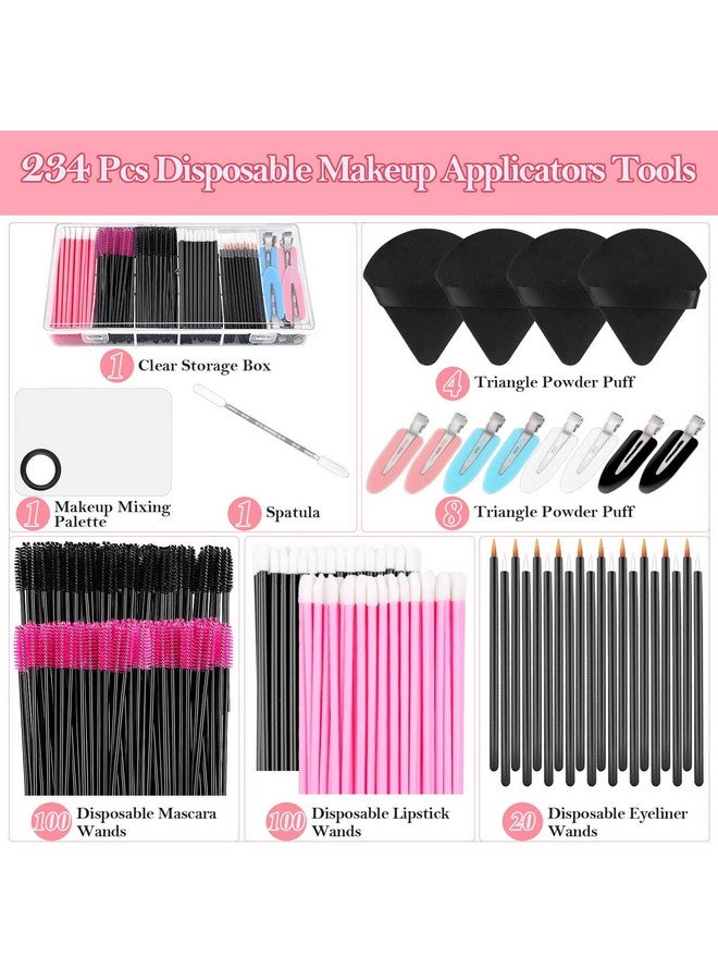 Audab Disposable Makeup Applicators Kit With Triangle Makeup Puff Makeup Mixing Palette Makeup Artist Supplies Disposable Mascara Wands Lip Brushes Hair Clips Powder Puffs For Face With Storage Box - Image 3