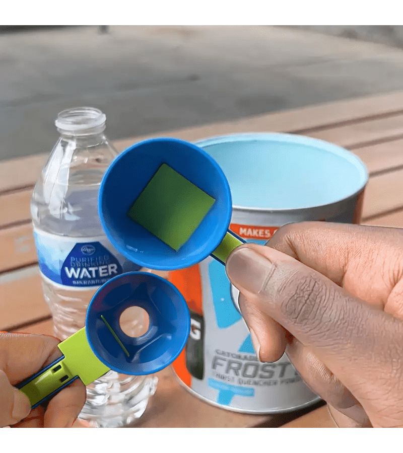 Blue 2 In 1 Sliding Funnel And Scoop For Protein Powder Measuring Cups Sports Drinks Milk Powder Supplements Durable PP Material Kitchen Gadget - Image 5