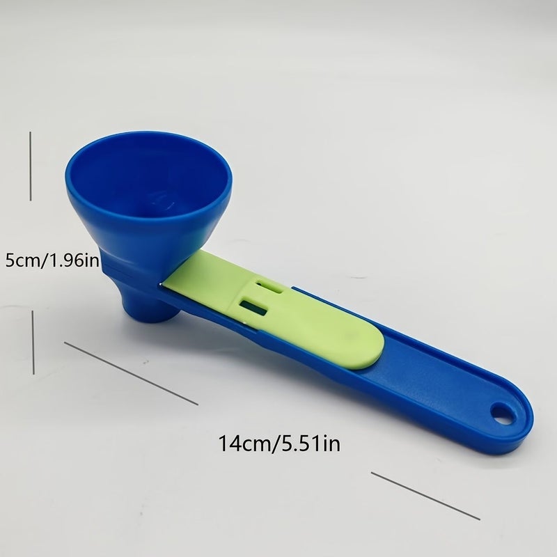 Blue 2 In 1 Sliding Funnel And Scoop For Protein Powder Measuring Cups Sports Drinks Milk Powder Supplements Durable PP Material Kitchen Gadget - Image 3