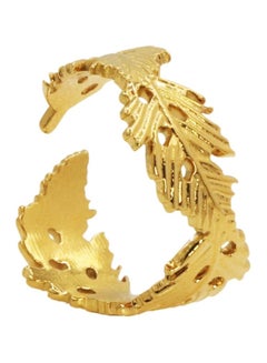 KAAF CREATIONS 18k gold plated Stainless Steel Adjustable Leaf cuff ring for Women  - Image 3