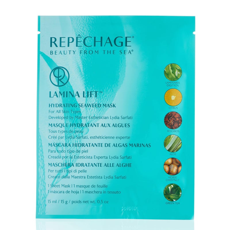 Repechage Lamina Lift Hydrating Seaweed Face Mask - Cotton Sheet Mask For All Skin Types - 5 Pack - Image 1