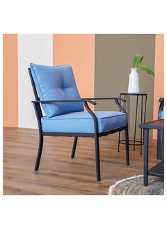 DANUBE HOME Amy 4 Seater Outdoor Sofa Set Steel Frame Garden Furniture Modern Design Lounge Sofa Sets 4 Pieces Outdoor Seating Table And Chairs Set For Patio Balcony Lawn Yard Blue  - Image 4