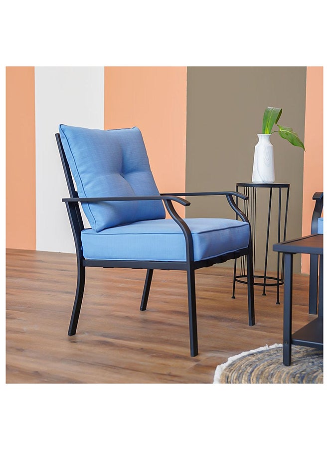 DANUBE HOME Amy 4 Seater Outdoor Sofa Set Steel Frame Garden Furniture Modern Design Lounge Sofa Sets 4 Pieces Outdoor Seating Table And Chairs Set For Patio Balcony Lawn Yard Blue  - Image 4