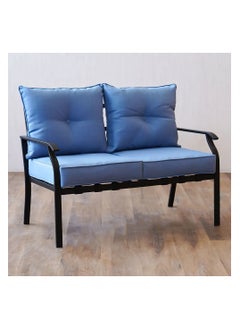 DANUBE HOME Amy 4 Seater Outdoor Sofa Set Steel Frame Garden Furniture Modern Design Lounge Sofa Sets 4 Pieces Outdoor Seating Table And Chairs Set For Patio Balcony Lawn Yard Blue  - Image 2