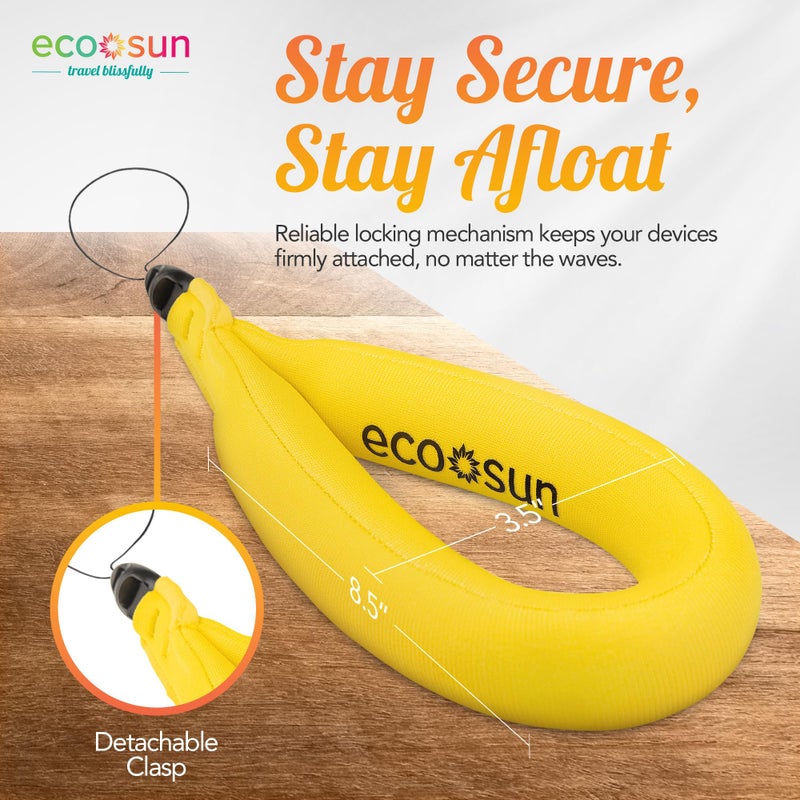 Eco Sun Floating Wrist Strap (2-pack) â€“ Suitable For All Phones (incl. 16 Pro Max), GoPros, Cameras â€“ Floats Up To 0.55 lbs (250g) (Yellow) - Image 2