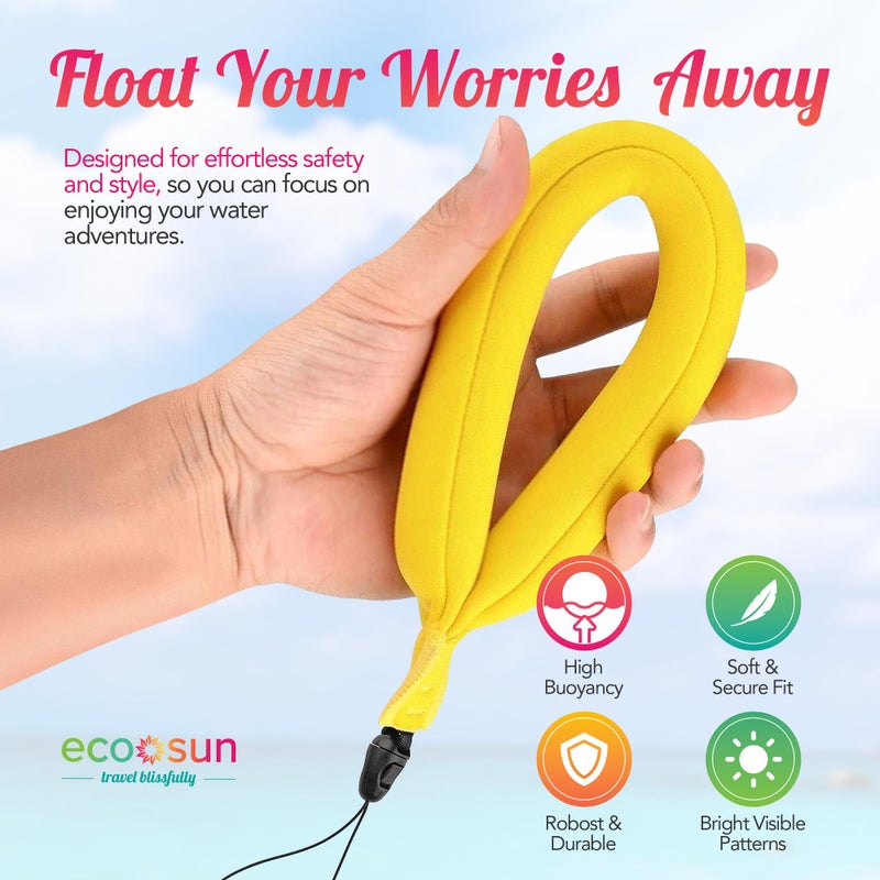 Eco Sun Floating Wrist Strap (2-pack) â€“ Suitable For All Phones (incl. 16 Pro Max), GoPros, Cameras â€“ Floats Up To 0.55 lbs (250g) (Yellow) - Image 5