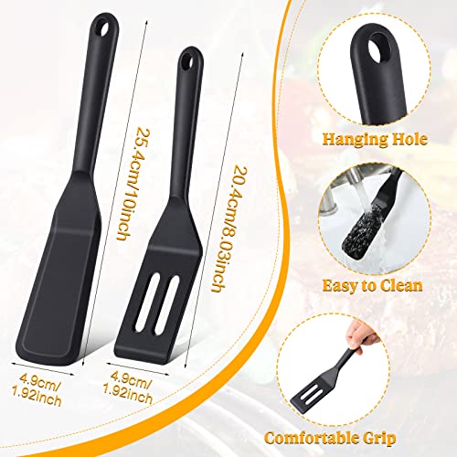 Remagr 3 Pcs Small Spatula Thin Narrow Silicone Serving Spatula Kitchen Cooking Nonstick Stainless Steel Slotted Turner Pan Flipper for Egg Crepe Cake Fish Pancake Cookie - Image 2