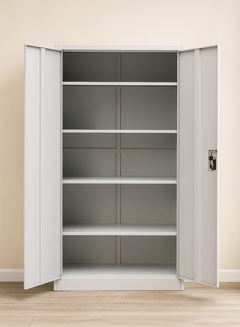 كستم ديكو خزانة ملفات معدنية فولاذية مزودة بقفل مفتاح وأرفف قابلة للتعديل | خزانة تخزين مكتبية آمنة للملفات والمستندات واللوازم | أبيض - Image 4