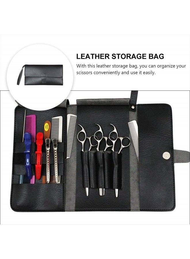 Uonlytech Scissors Holder Pouch Cases Professional Leather Shears Case Leather Barber Salon Scissors Cases for Hair Stylist - Image 2