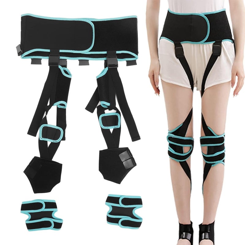 Luckam O/X Leg Type Correction Belt, Elasticity Leg Posture Corrector Band Unisex Teens Legs Bandage Strap, Lightweight Pediatric Straighten Belt for Day and Night Black (Large) - Image 1