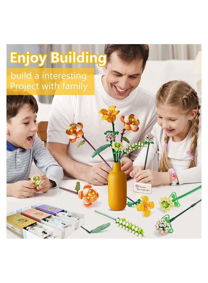 واي آند دي Flower Bouquet Building Blocks, Kit, Artificial Flowers Toys Creative Project for Adults Botanical Collection Compatible with Lego 456 - Image 3