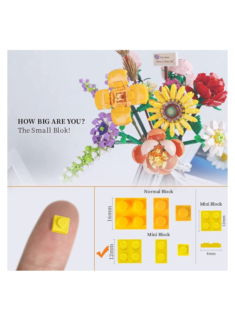 واي آند دي Flower Bouquet Building Blocks, Kit, Artificial Flowers Toys Creative Project for Adults Botanical Collection Compatible with Lego 456 - Image 4