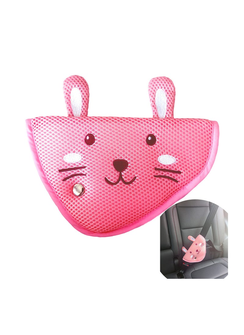 SYOSI Seat Belt Adjuster Suit for Kids, Pink, Keep Seatbelt Away from Child's Neck, Firm Auto Shoulder Neck Strap Adjuster, Soft and Breathable with Small Animal Shape  - Image 1
