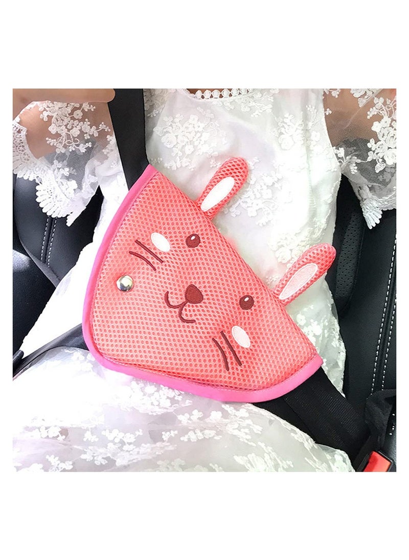 SYOSI Seat Belt Adjuster Suit for Kids, Pink, Keep Seatbelt Away from Child's Neck, Firm Auto Shoulder Neck Strap Adjuster, Soft and Breathable with Small Animal Shape  - Image 3
