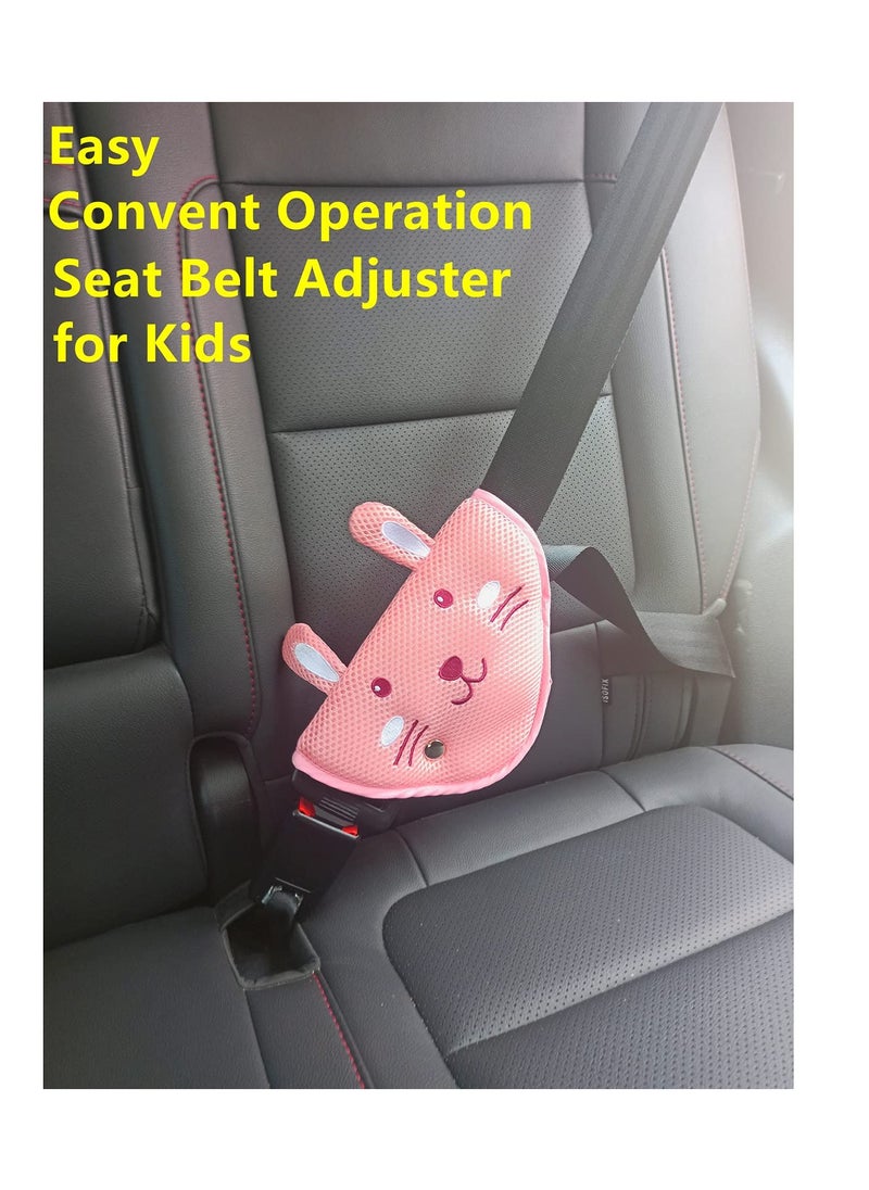SYOSI Seat Belt Adjuster Suit for Kids, Pink, Keep Seatbelt Away from Child's Neck, Firm Auto Shoulder Neck Strap Adjuster, Soft and Breathable with Small Animal Shape  - Image 5