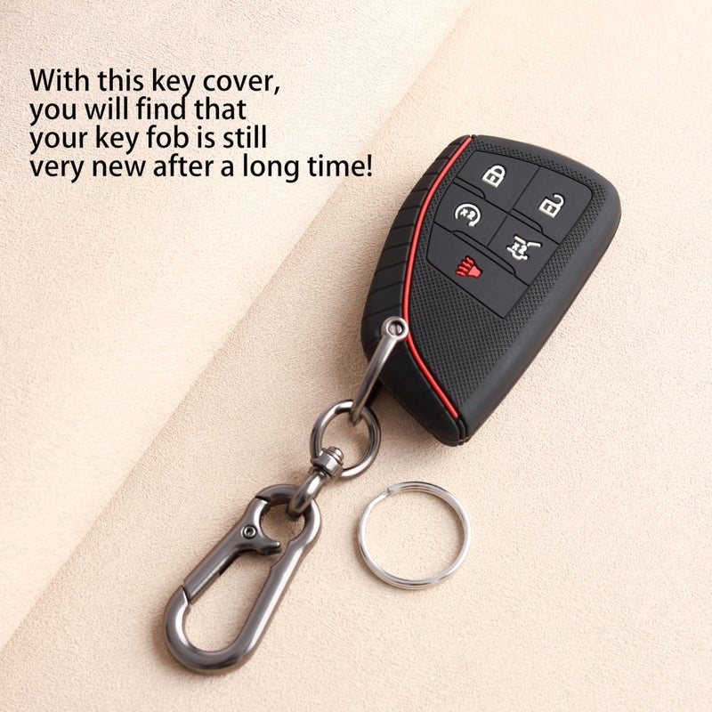 TANDRIVE Key Fob Cover for 2025 2024 Chevy Equinox Traverse GMC Acadia and 2025-2021 Buick Envision  5 Button  Silicone  2-Pack  Black - Image 3