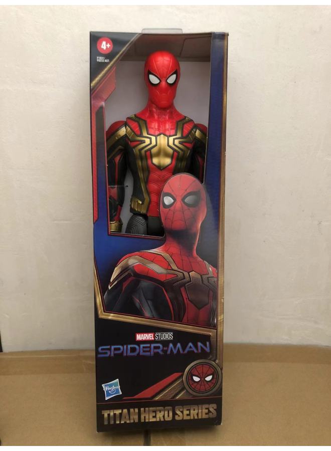12 Inch Captain America Wolverine Iron Man Thor Spiderman Patriot Black Panther Doll Ornaments-Color:12inch Hollow Window Steel Spider-man - Image 1