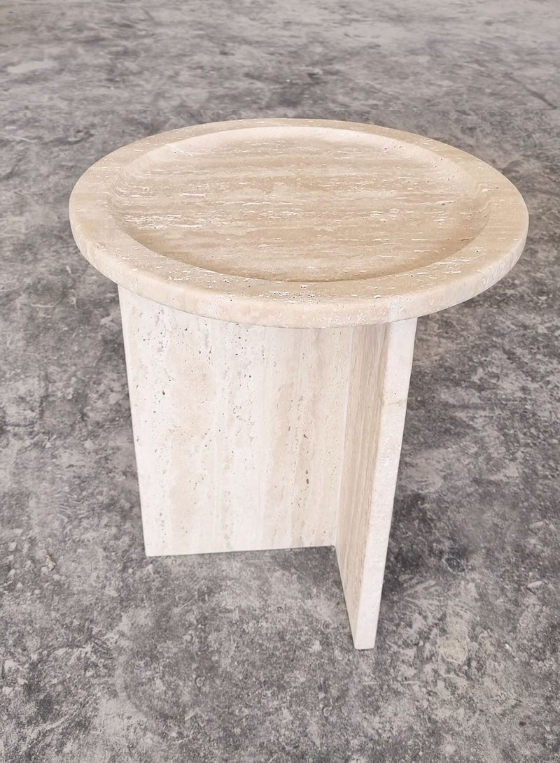 Generic Travertine table dia 36 cm  - Image 4
