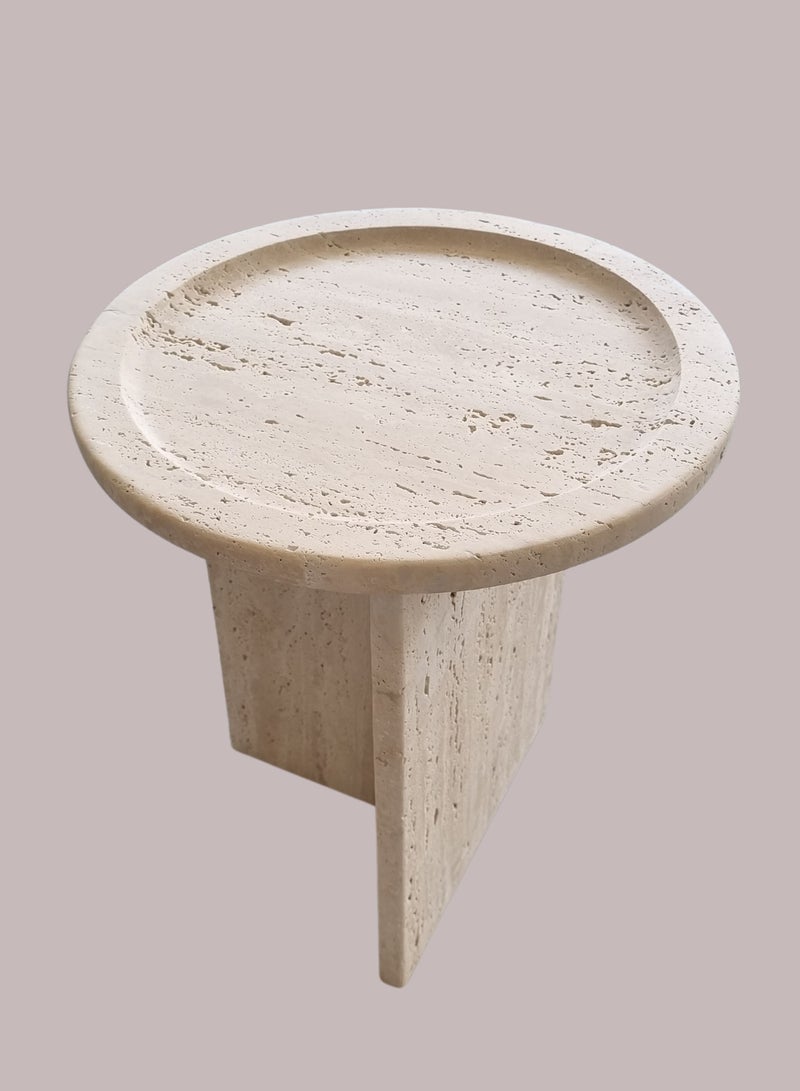Generic Travertine table dia 36 cm  - Image 2