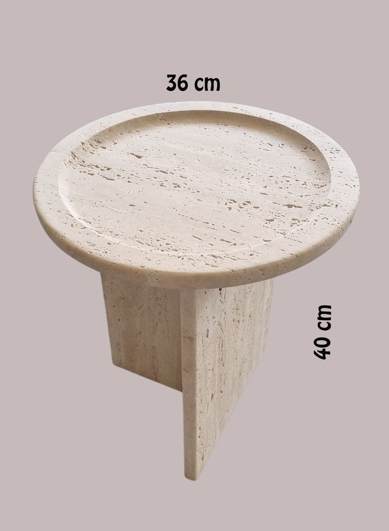 Generic Travertine table dia 36 cm  - Image 5