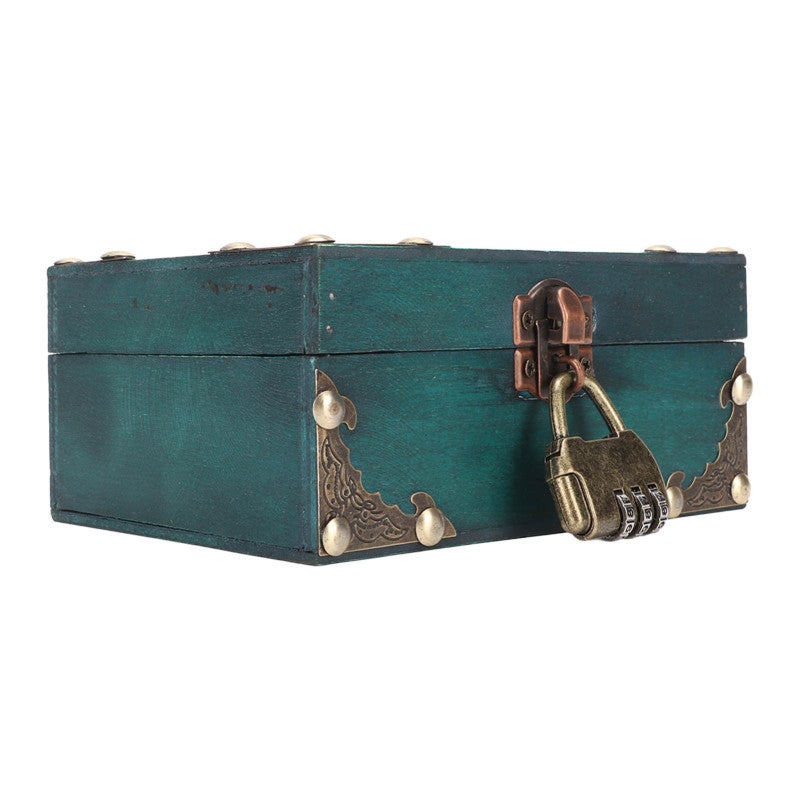 Wood Treasure Box With Combination Lock Reinforced Corners - Durable Plywood Jewelry Storage Case Vintage Decorative Keepsake Box for Home Decor - Image 3